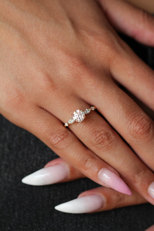 Round Marquise Cluster Engagement Ring - Image 2