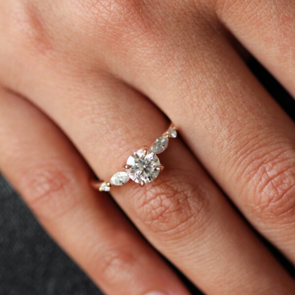 Round Marquise Cluster Engagement Ring