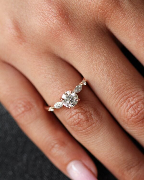 Round Marquise Cluster Engagement Ring