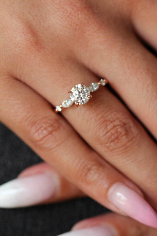 Round Marquise Cluster Engagement Ring - Image 3