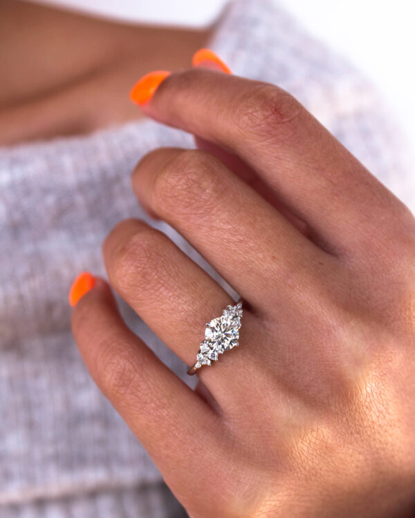 Round Moissanite Cluster Engagement Ring