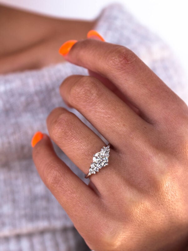 Round Moissanite Cluster Engagement Ring
