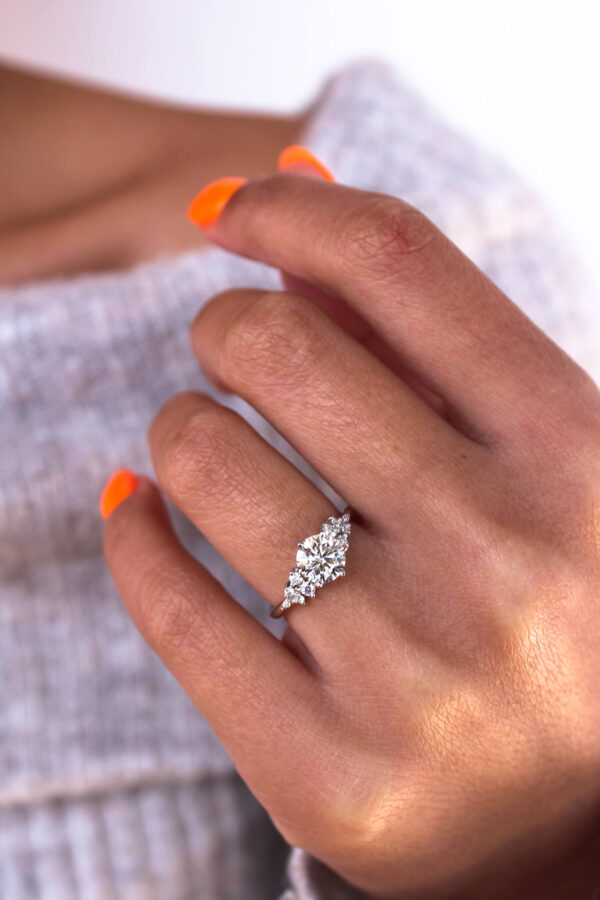 Round Moissanite Cluster Engagement Ring