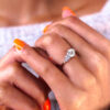 Round Moissanite Cluster Engagement Ring White Gold