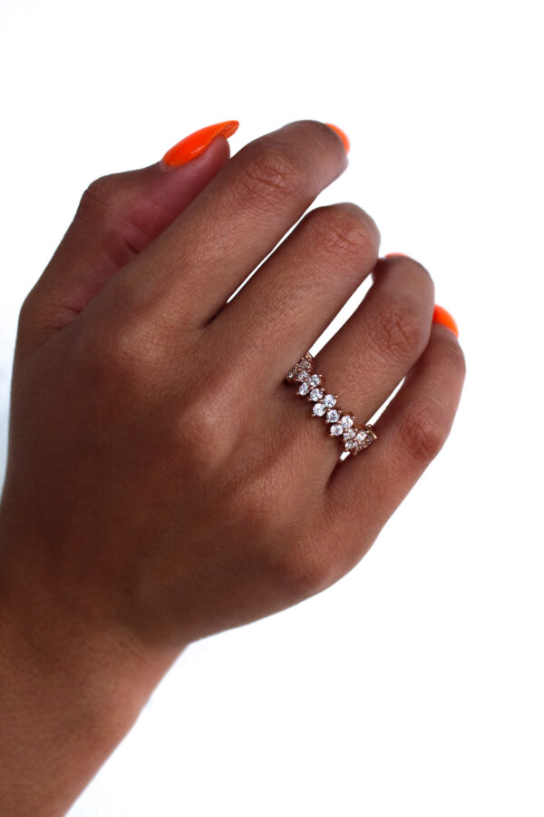 Rose Gold Moissanite Staggered Cluster Eternity Band - Image 3
