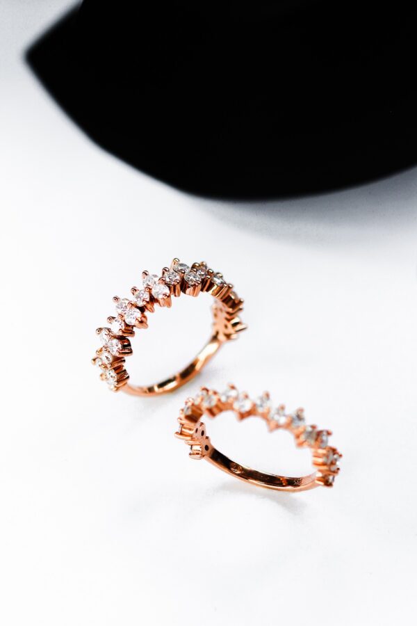 Rose Gold Moissanite Staggered Cluster Eternity Band - Image 4