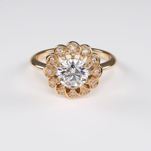 Moissanite Flower Design Ring