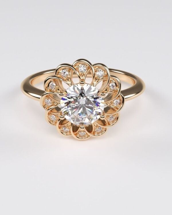 Moissanite Flower Design Ring
