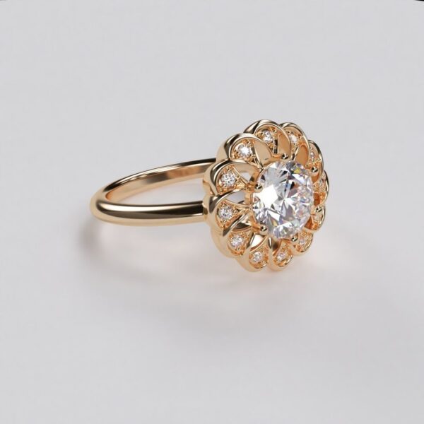 Moissanite Flower Design Ring - Image 2