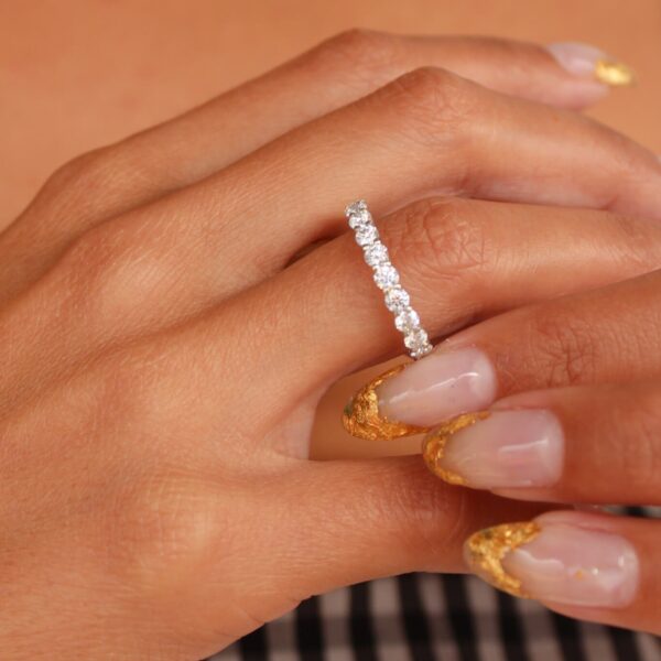 Full Round Moissanite Eternity Band