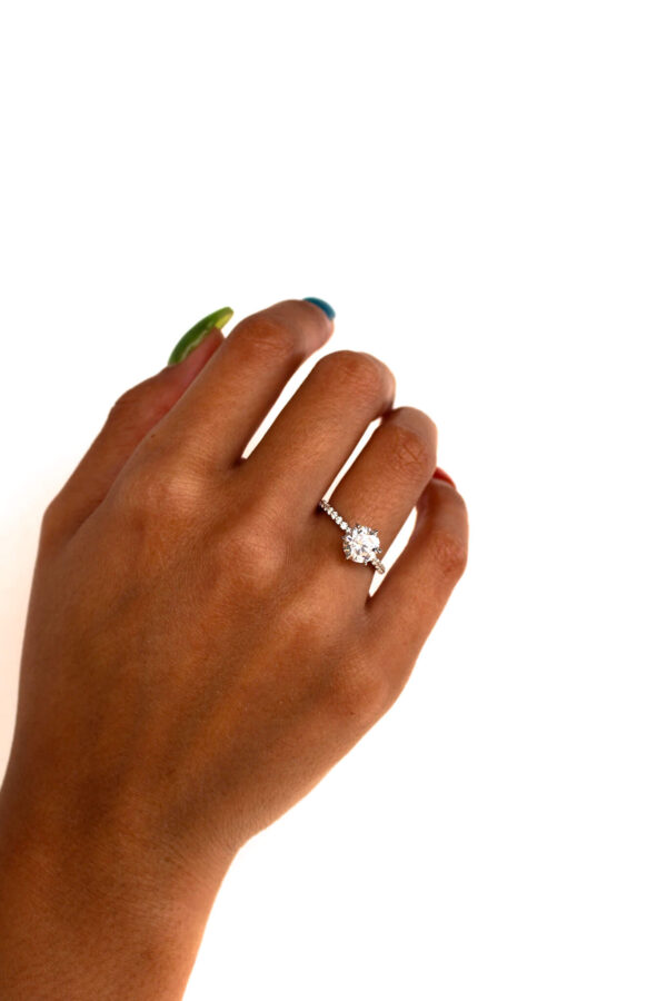 Ira - Round Brilliant Moissanite Pavè Solitaire Engagement Ring - Image 3