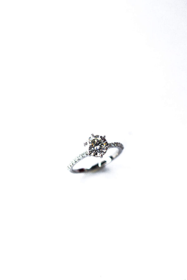 Ira - Round Brilliant Moissanite Pavè Solitaire Engagement Ring - Image 6