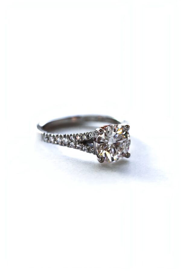 Moissanite Round Risen Heart Engagement Ring - Image 4