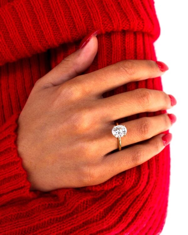 Oval Moissanite Hidden Halo Engagement Ring