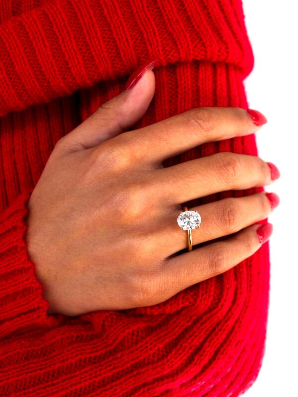 Oval Moissanite Hidden Halo Engagement Ring