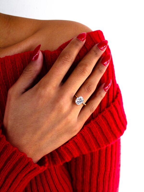 Oval Moissanite Hidden Halo Engagement Ring