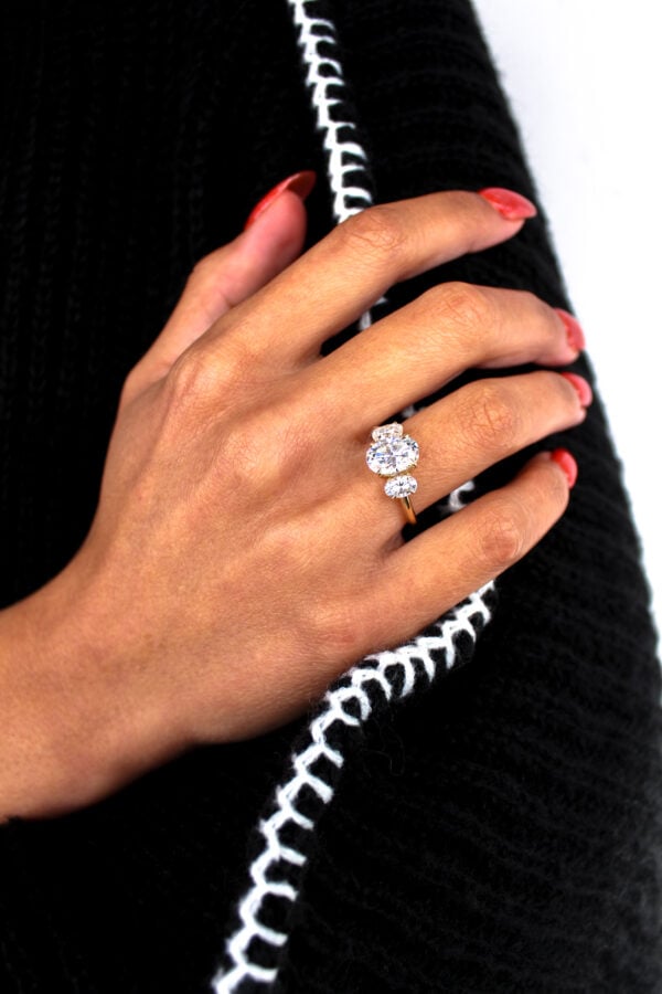 Oval Moissanite Trilogy Engagement Ring - Image 2