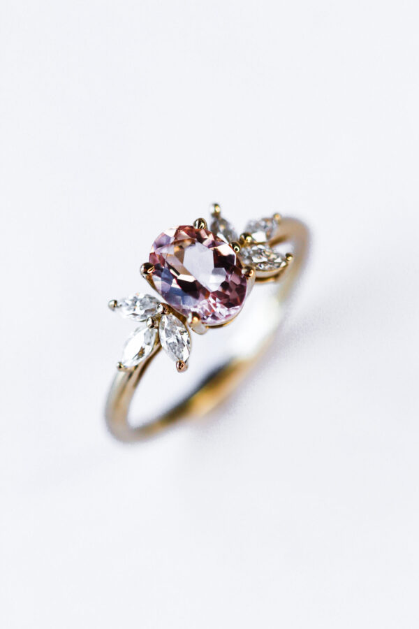 Oval Floral Morganite Cluster Engagement Ring South Africa