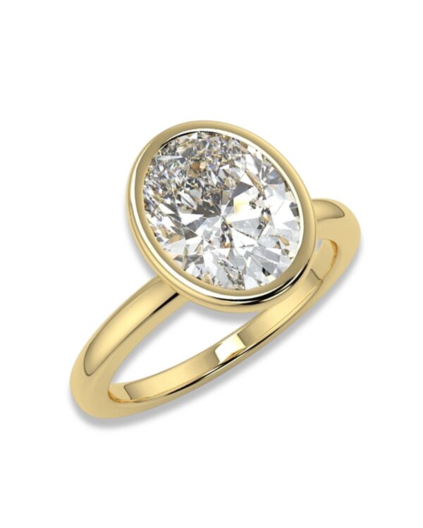 Oval Bezel Moissanite Engagement Ring