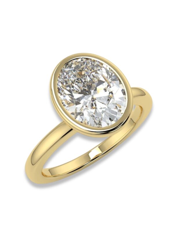 Oval Bezel Moissanite Engagement Ring