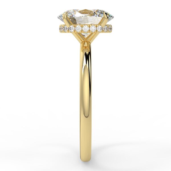 Oval Moissanite Hidden Halo Engagement Ring Yellow Gold 2