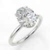 Oval Moissanite Hidden Halo Engagement Ring White Gold
