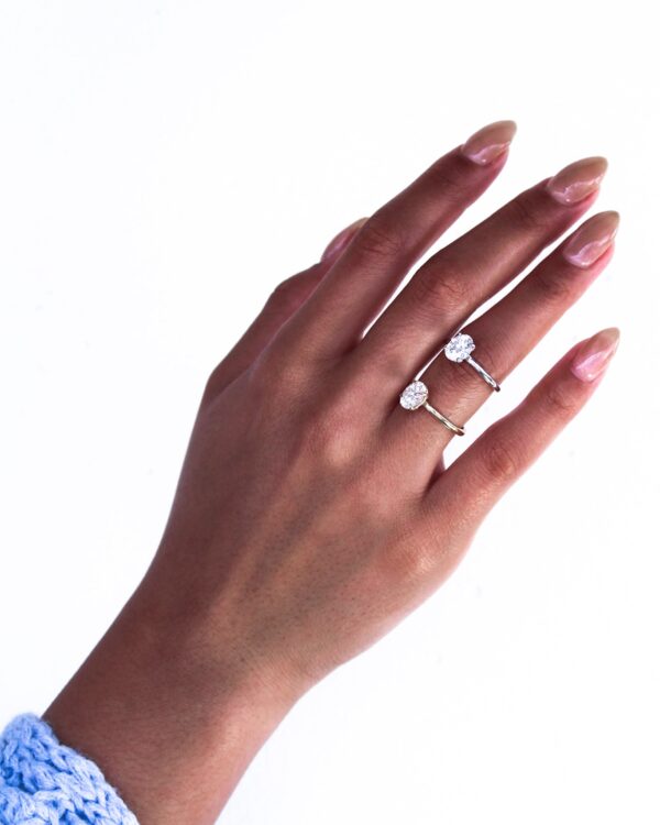 Oval Moissanite Solitaire Engagement Ring