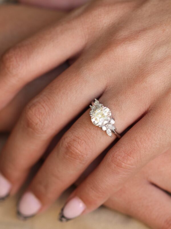 Oval Moissanite Platinum Engagement Ring