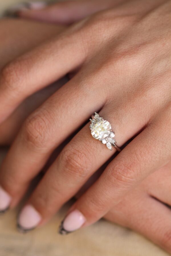 Oval Moissanite Platinum Engagement Ring