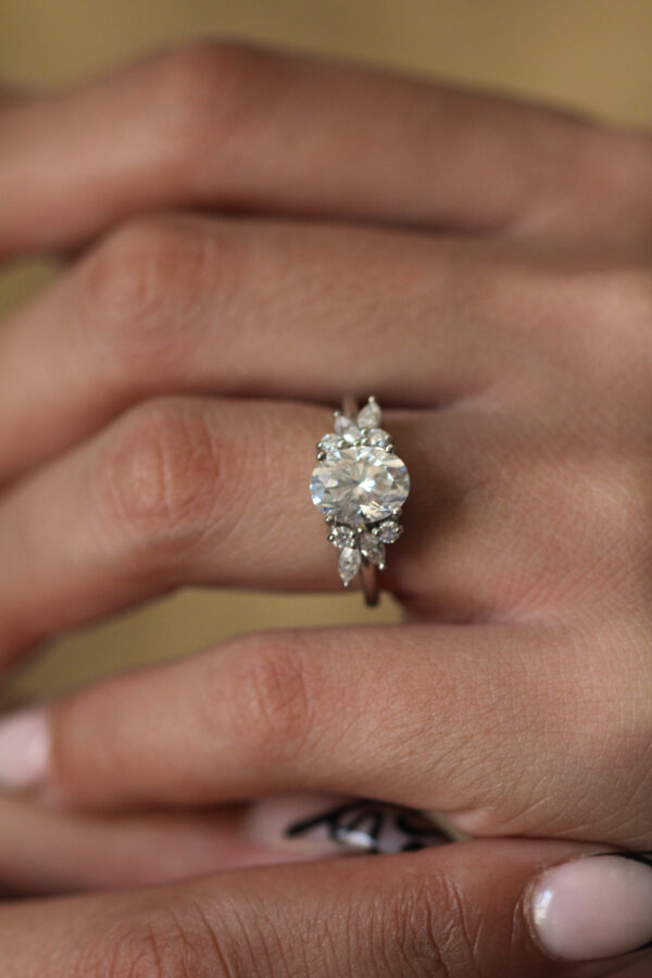 Oval Moissanite Platinum Engagement Ring - Image 3