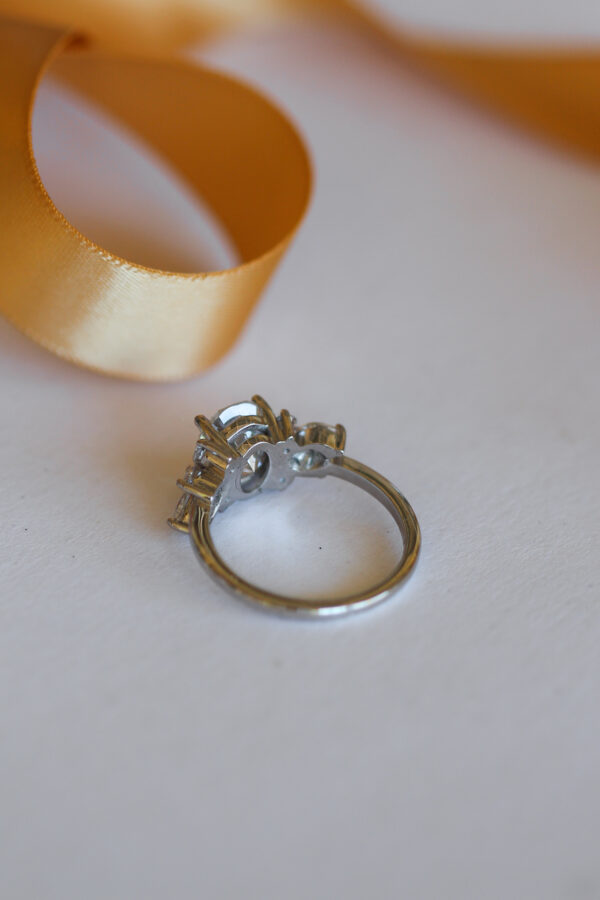 Oval Moissanite Platinum Engagement Ring - Image 4