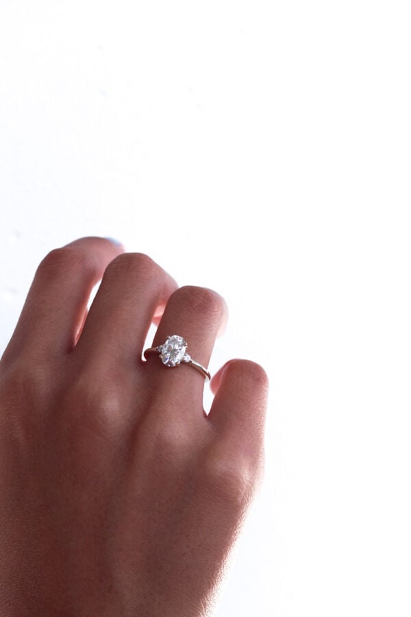 Jane - Oval Moissanite Three-stone Engagement Ring - Image 3