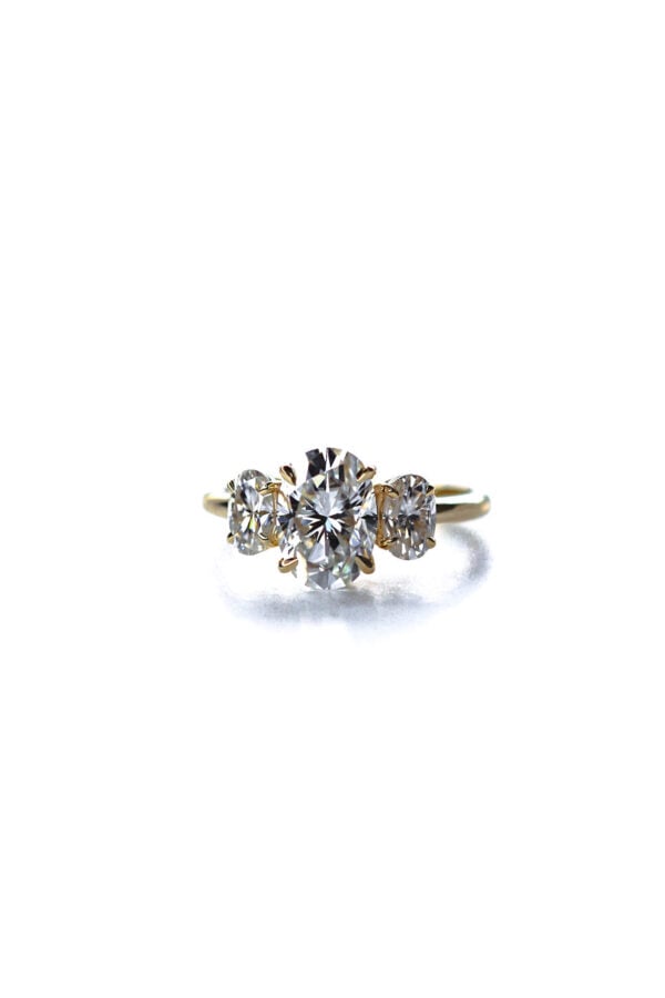 Oval Moissanite Trilogy Engagement Ring - Image 3