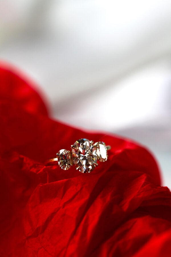 Oval Moissanite Trilogy Engagement Ring - Image 5