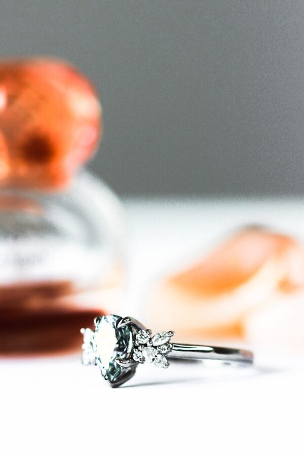 Pear Moissanite Cluster Engagement Ring - Image 2