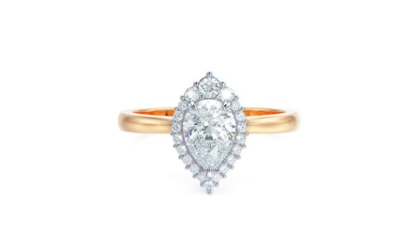 Pear Cut Halo Lab Diamond Ring