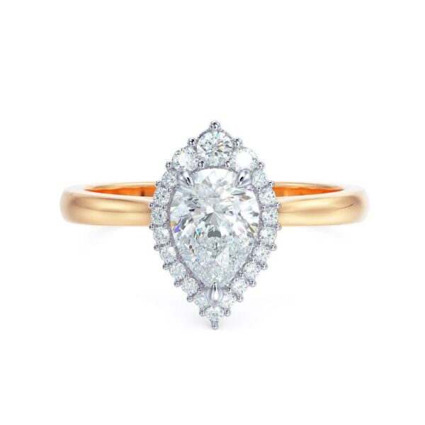 Pear Cut Halo Lab Diamond Ring