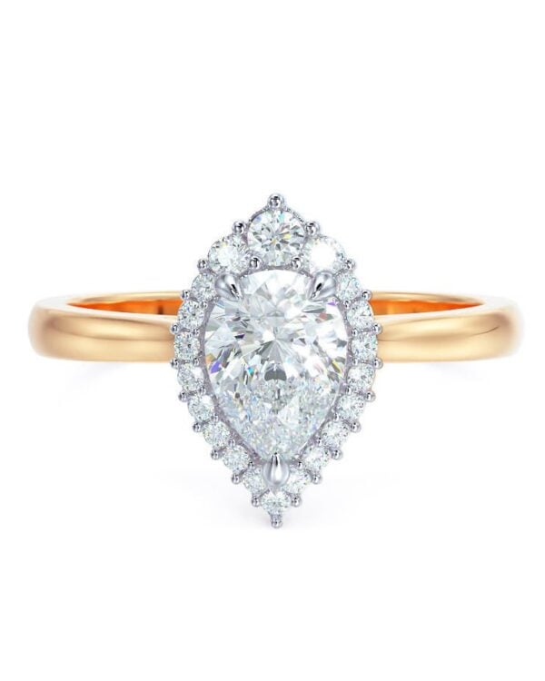 Pear Cut Halo Lab Diamond Ring