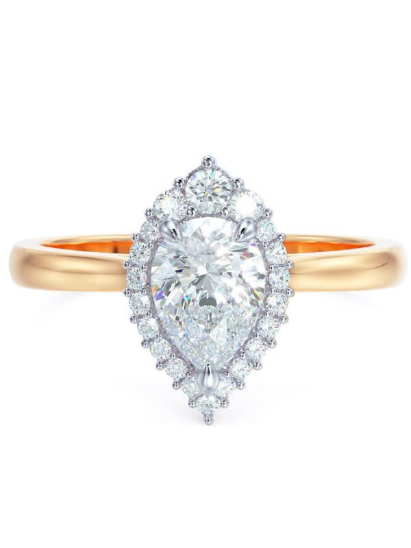 Pear Cut Halo Lab Diamond Ring