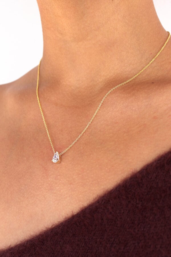 Pear Moissanite Solitaire Necklace - Image 7