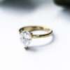 3 Claw Pear Moissanite Solitaire Engagement Ring Yellow Gold