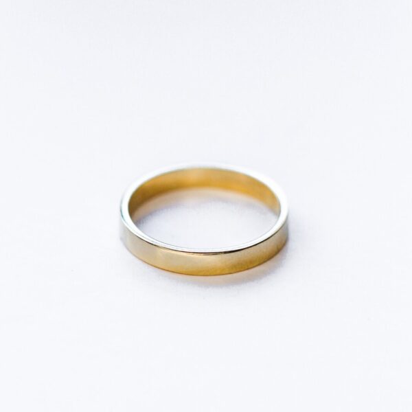 Gold Plain Flat Mens Wedding Ring
