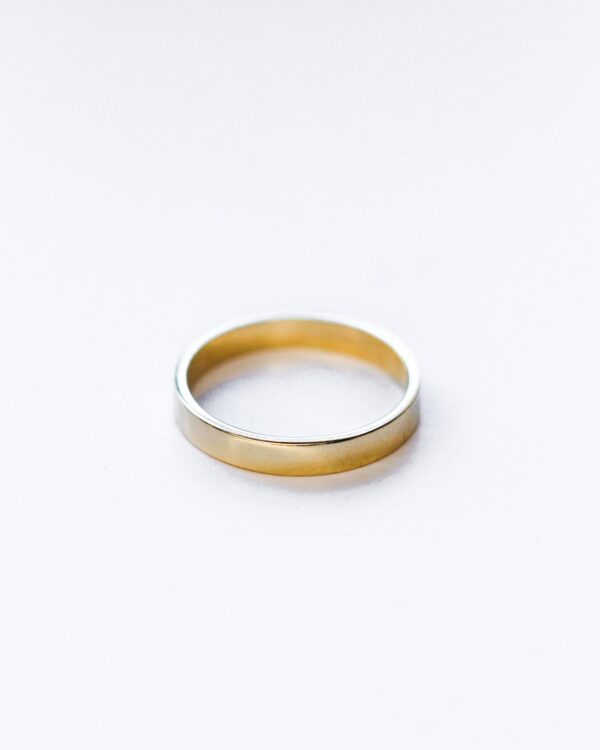 Gold Plain Flat Mens Wedding Ring