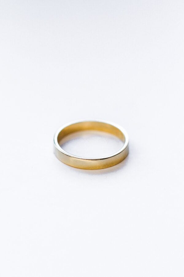 Gold Plain Flat Mens Wedding Ring