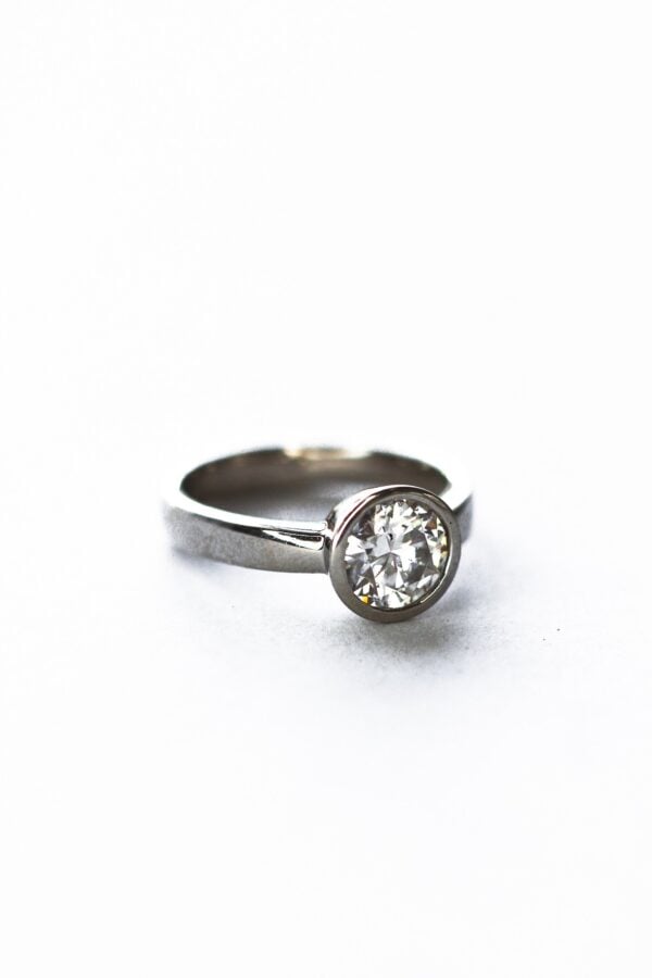 Platinum Bezel Moissanite Engagement Ring - Image 7