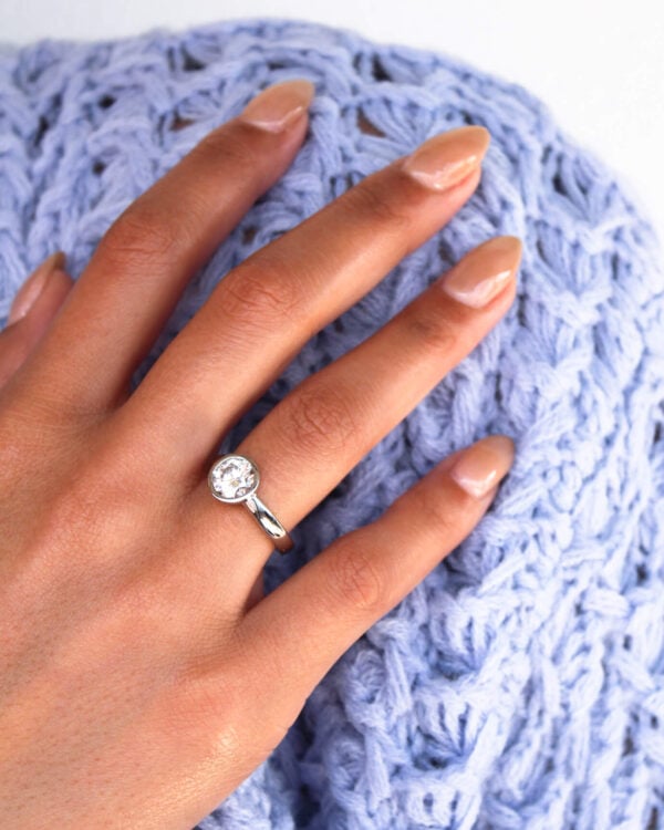 Platinum Bezel Moissanite Engagement Ring