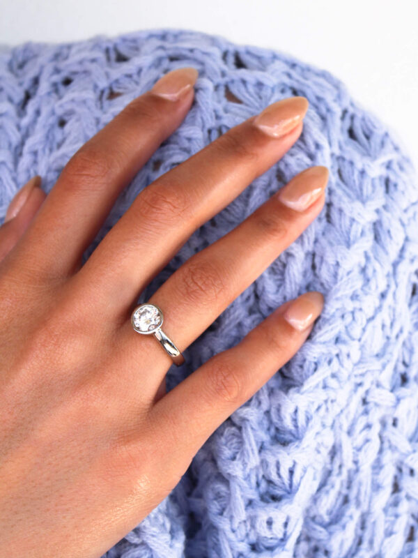 Platinum Bezel Moissanite Engagement Ring
