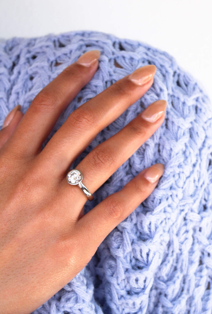 Platinum Bezel Moissanite Engagement Ring