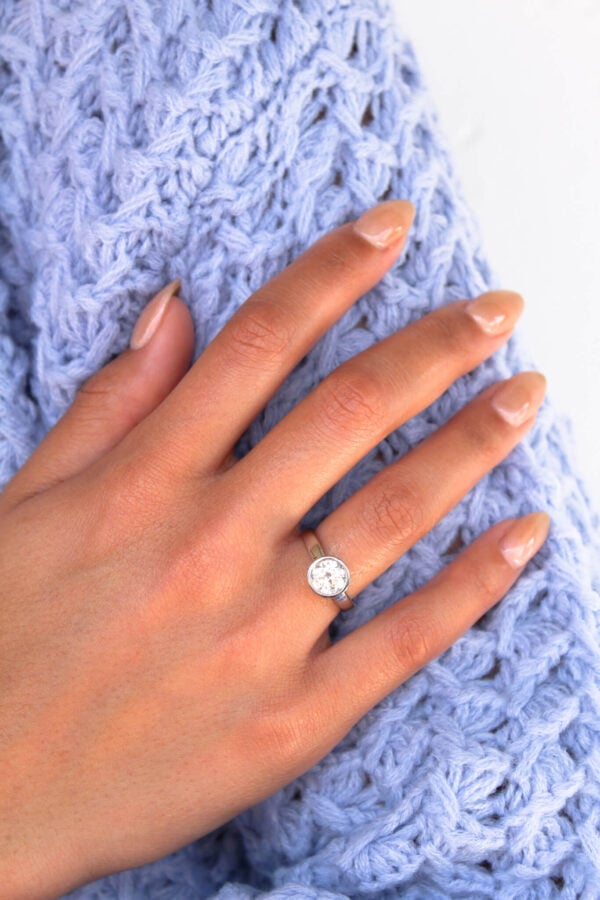 Platinum Bezel Moissanite Engagement Ring - Image 2