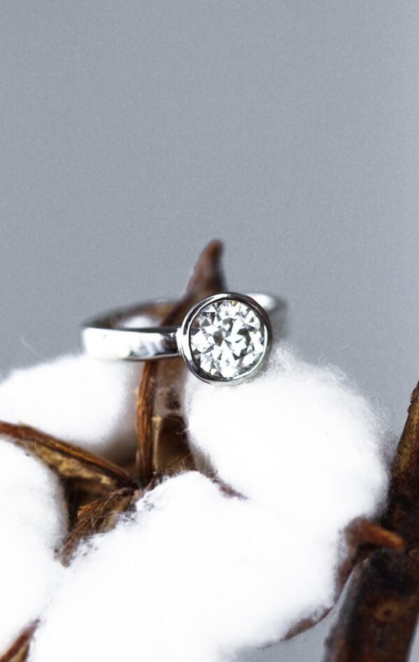 Platinum Bezel Moissanite Engagement Ring - Image 6